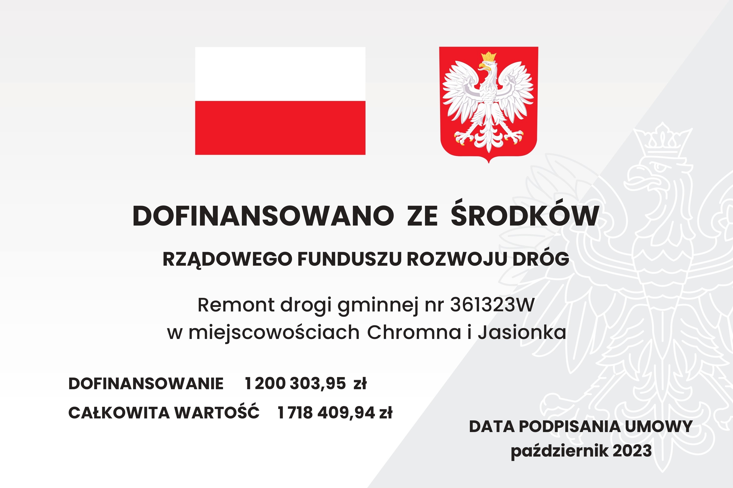 Remont drogi gminnej nr 361323W w miejscowościach Chromna i Jasionka